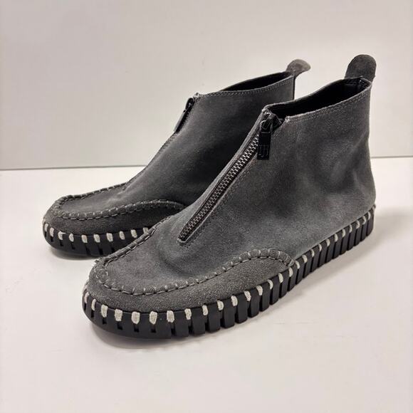 Ilse Jacobsen Tulip Front Zip Gray Suede Boots 40 (9.5-10) Futuristic Modern - Picture 1 of 12